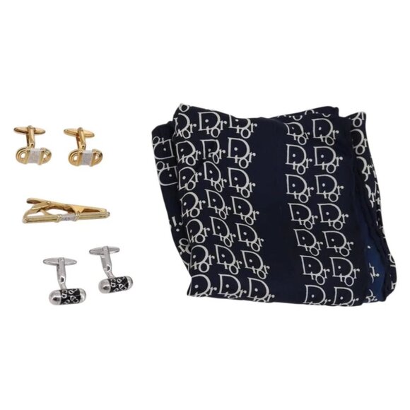 Christian Dior Cuffs metal 3 Set Silver Gold Auth